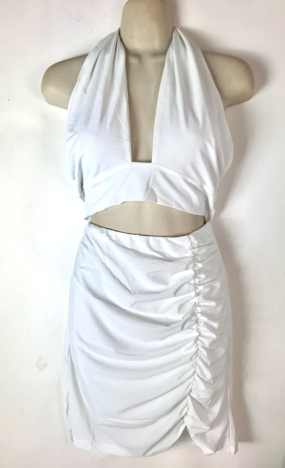 Two Piece Halter Top with Ruched Skirt