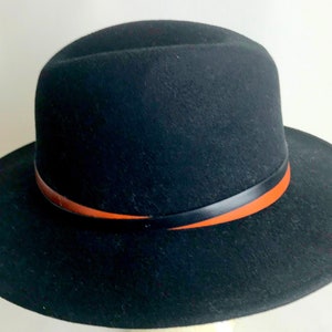 Schwarze Wolle Fedora Mütze