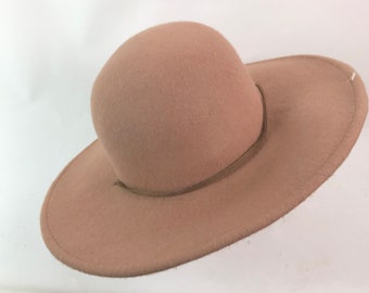 Vintage Tan Wool Fedora Hat with leather chin strap