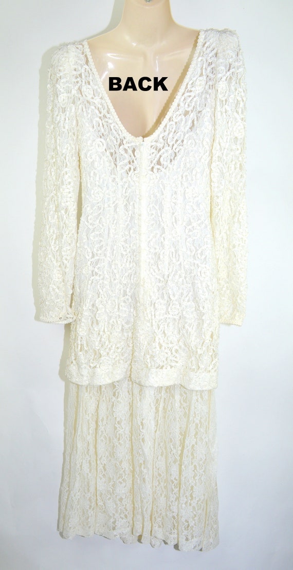 Vintage Pearl-drenched Lace Event Dress - image 3