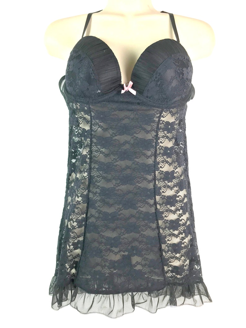 Black Baby Doll Lingerie Set image 2