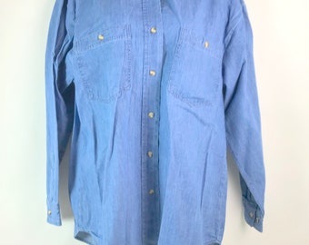 Vintage Blue Denim Cotton Long Sleeved Shirt