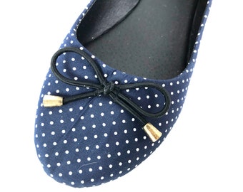 Vintage Navy Polka Dot Flats