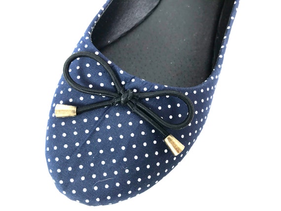 Vintage Navy Polka Dot Flats - image 1