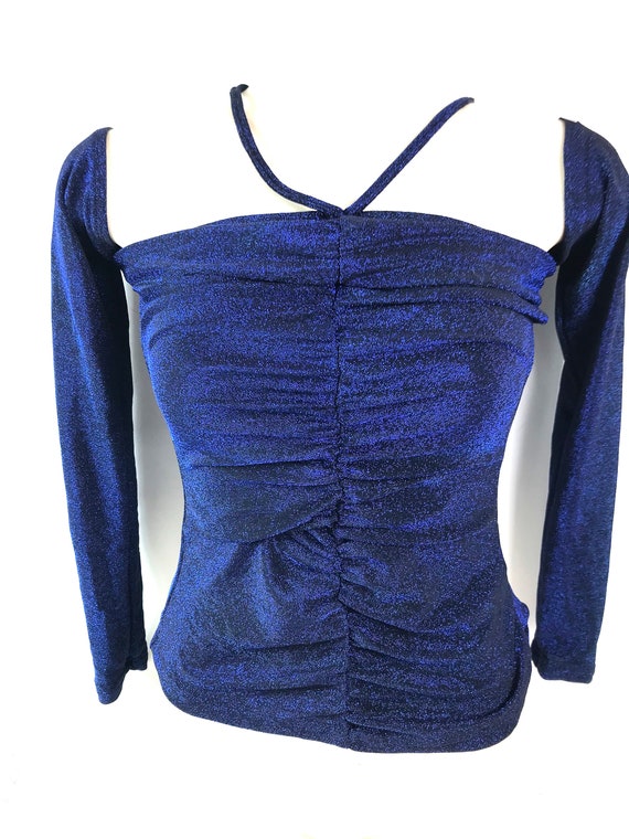 Cold Shoulder Glitter Evening Top with Shoestring… - image 2