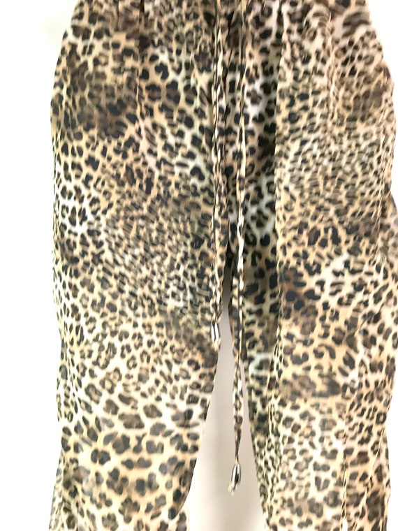 Semi Sheer Leopard Print Drawstring Pants - image 2