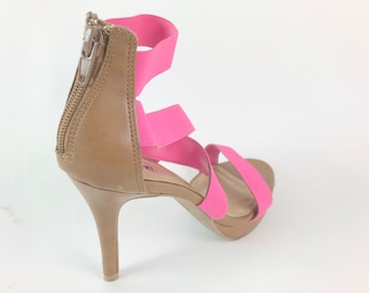 Vintage Strappy Bubble Gum Pink Fuschia Hot Pink Heels