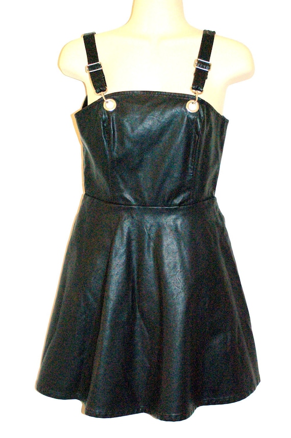 Black Pleather Skater Dress