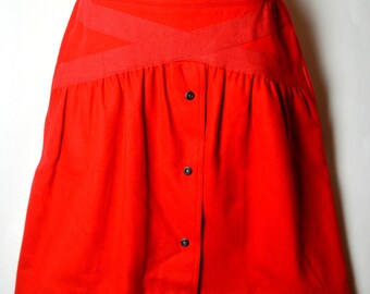 Eighties Red Wool Skirt