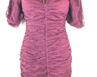 Vintage Lace Burgundy Ruched Event Dress