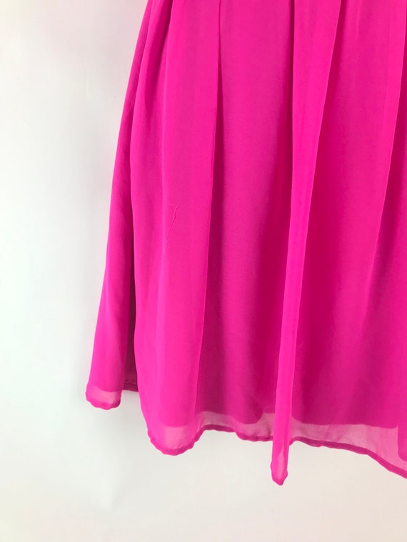 Vintage Hot Pink Chiffon Event Dress with Sash - image 3