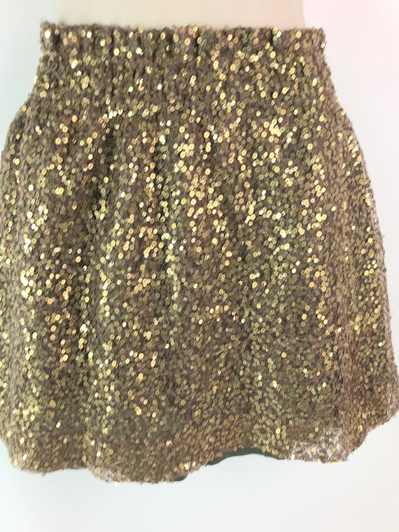 Vintage Gold Sequinned Disco Mini Skirt