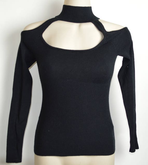 Vintage cold shoulder turtle neck sweater - image 1