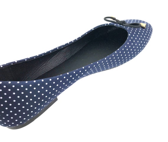 Vintage Navy Polka Dot Flats - image 3