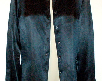 Vintage Black silk shirt blouse
