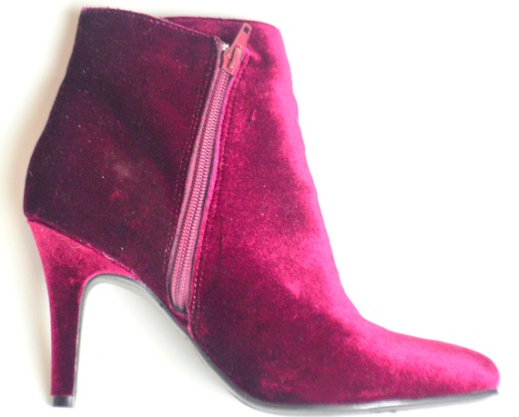 Vintage Velvet Scarlet Burgundy Booties - image 1