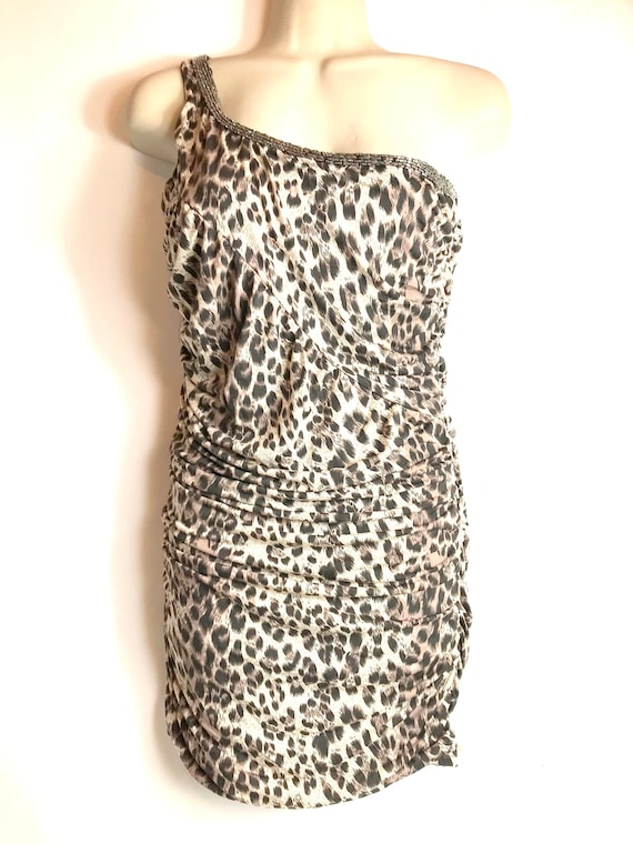 One-shouldered Leopard Print Event Dress