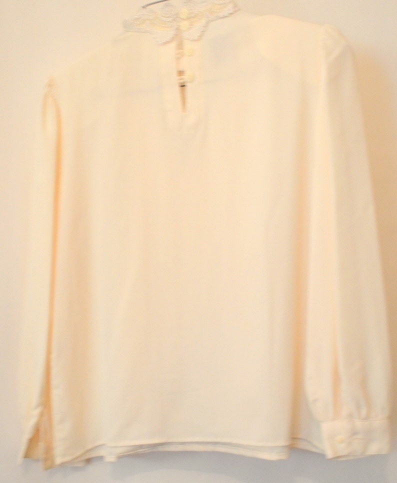 Classsic vintage vanilla cream blouse with ruffles and lace image 3