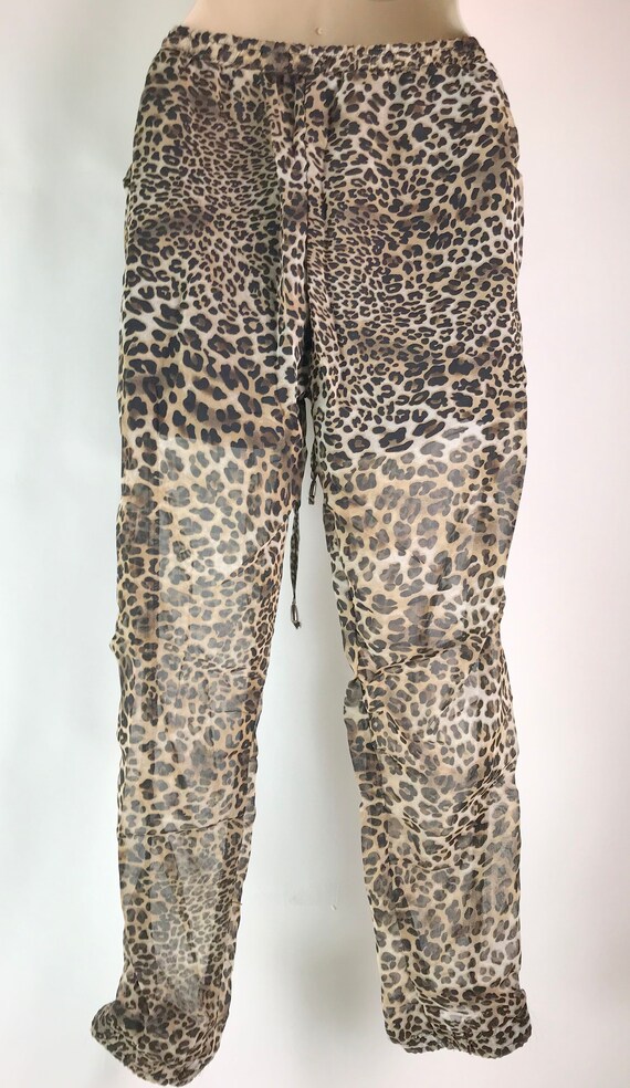 Semi Sheer Leopard Print Drawstring Pants - image 4