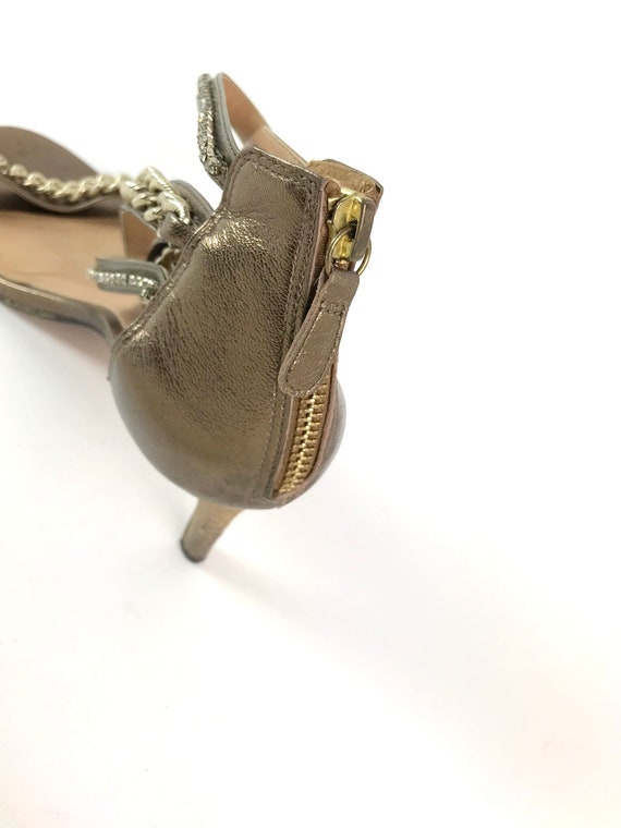 Vintage Ann Taylor Bronze Kitten Heel Leather Sandals - Gem