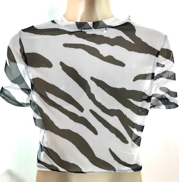 Vintage Animal Print Black and White Top - image 3