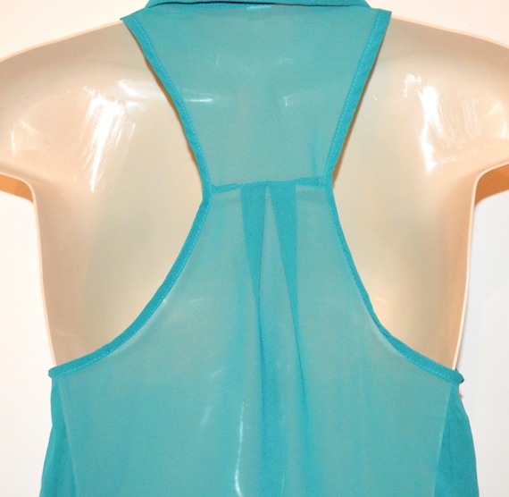 Vintage Emerald Green Razor Back Summer Top - image 2