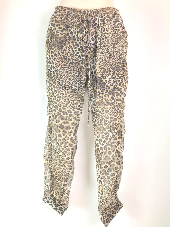 Semi Sheer Leopard Print Drawstring Pants