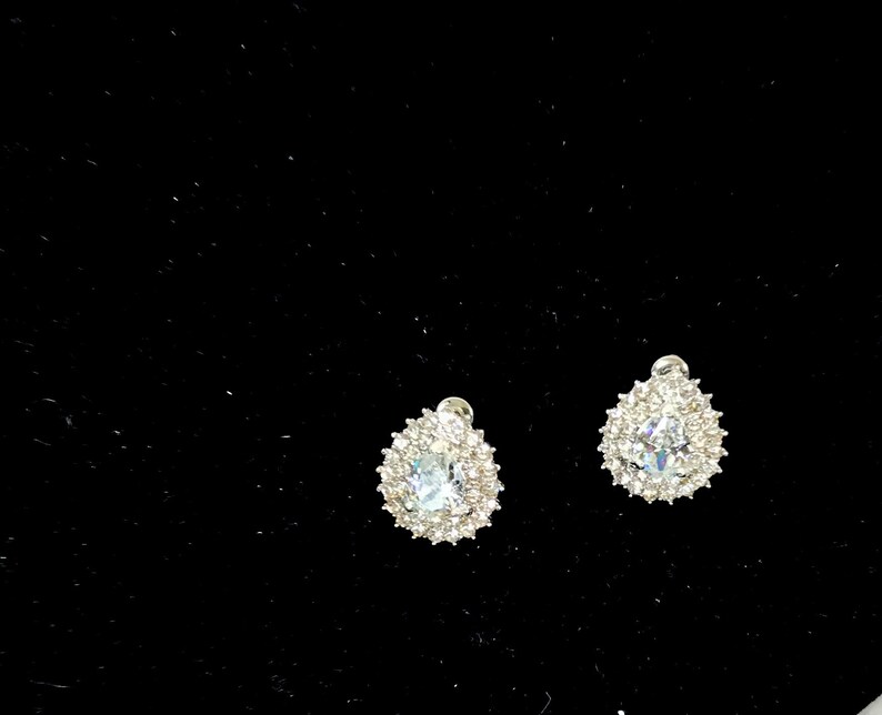 Silver Diamante Earrings With Rhinestones
