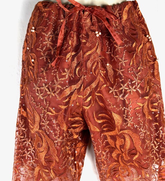 Ladies Drawstring Handmade Rust Pants - image 2