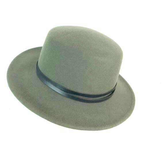 Olive Green Fedora Wool Hat Etsy