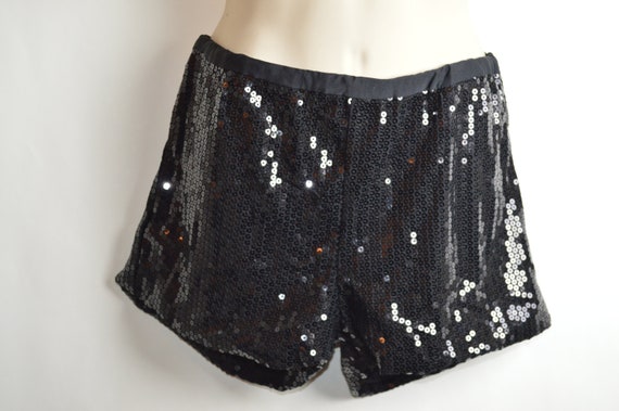 Eighties Black Sequinned Disco Shorts - image 3