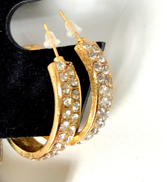 Vintage Rhinestone encrusted Gold Earrings