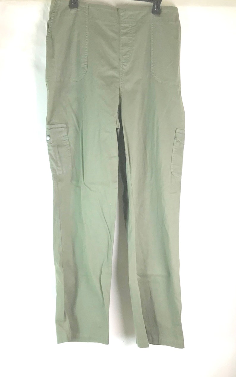 Sage Olive Green Cotton Cargo Pants image 2