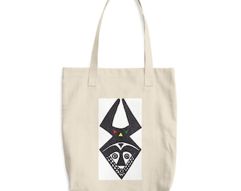 Maska zwierzęca Bapende...z mojej serii afrykańskich drzeworytów...Tkana torba bawełniana