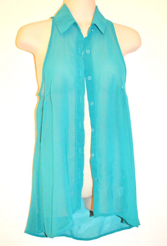 Vintage Emerald Green Razor Back Summer Top - image 1