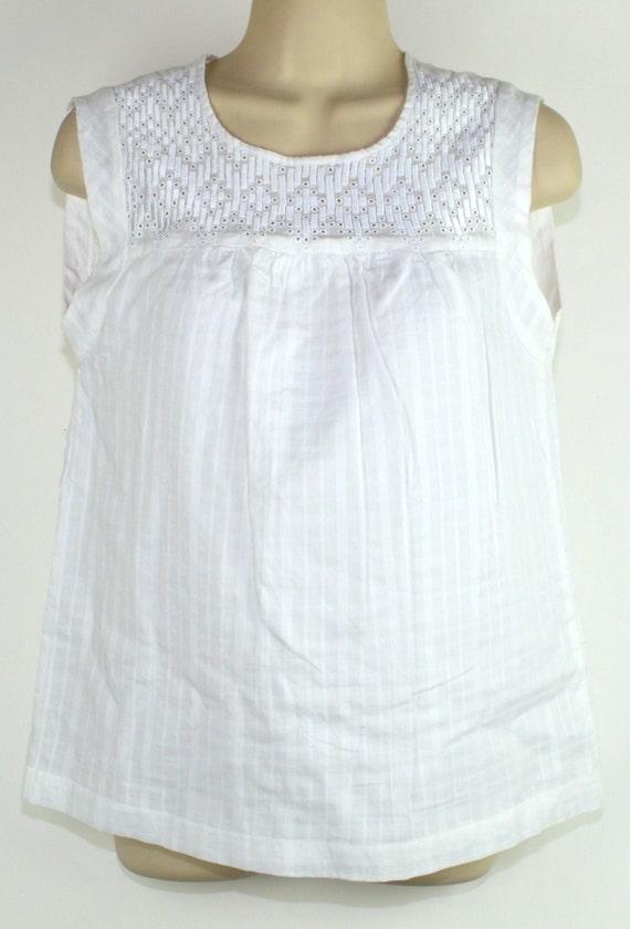 Vintage White Cotton Summer Top