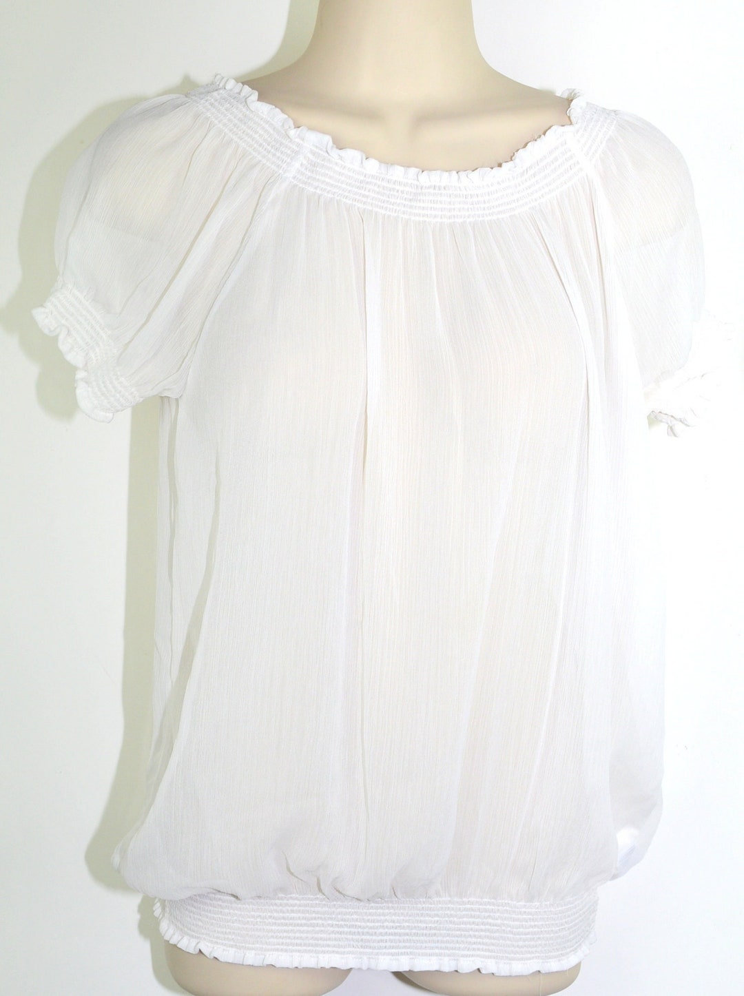 Lightweight White Summer Short Sleeved Peasant Blouse Etsy