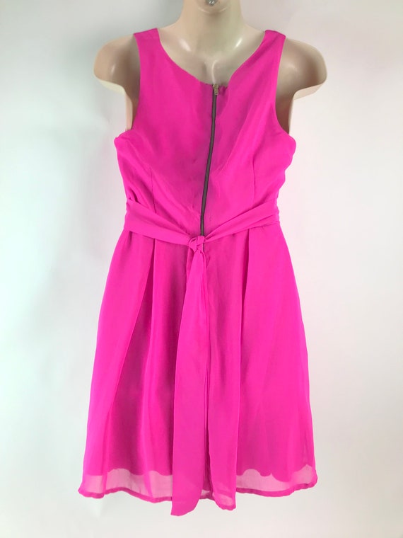 Vintage Hot Pink Chiffon Event Dress with Sash - image 5