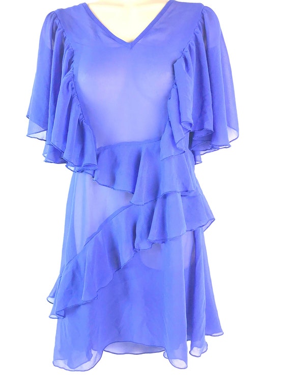 Vintage Royal Blue Chiffon Dress