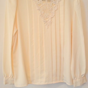 Classsic vintage vanilla cream blouse with ruffles and lace image 2