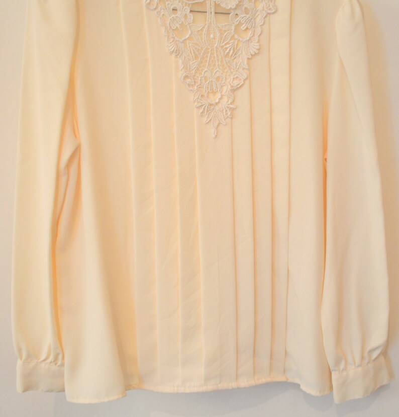 Classsic vintage vanilla cream blouse with ruffles and lace image 2