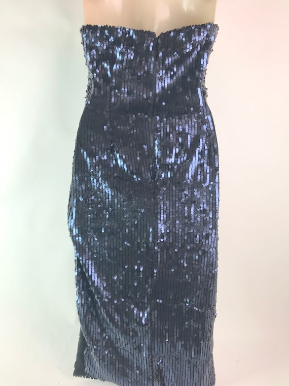 Vintage Navy Strapless Sequinned Event Dress - image 6