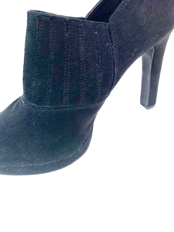 Vintage Black Suede Ankle Booties - image 1