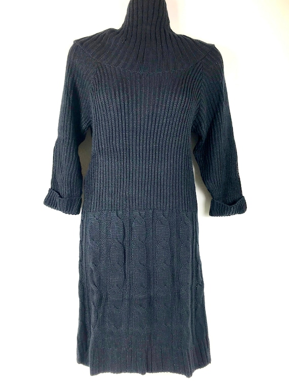 Charcoal Black Ribbed Sweater Dress - image 1