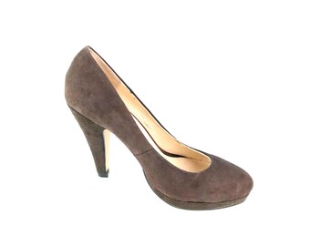 Yves Saint Laurent Chocolate Brown Suede Platform Shoes Size - Etsy