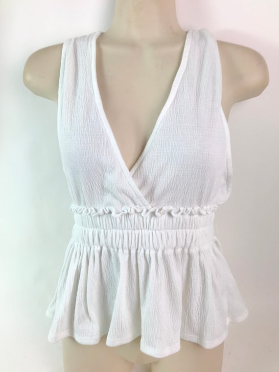 Vintage White Cotton Halter Top - image 1