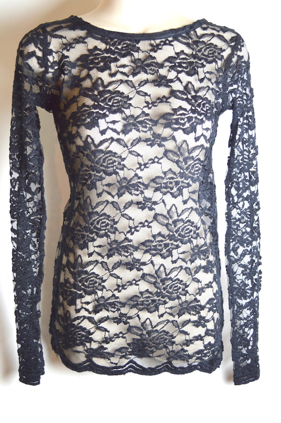 Vintage Sixties Black Lace Mini Dress