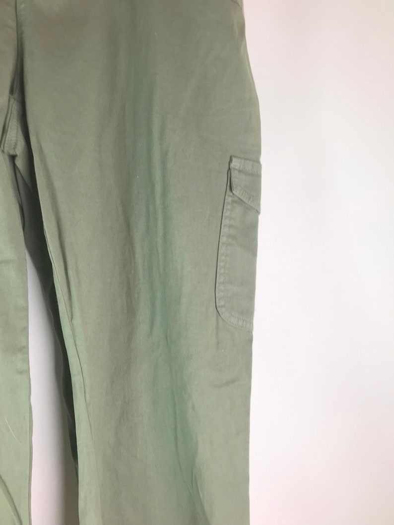 Sage Olive Green Cotton Cargo Pants image 5