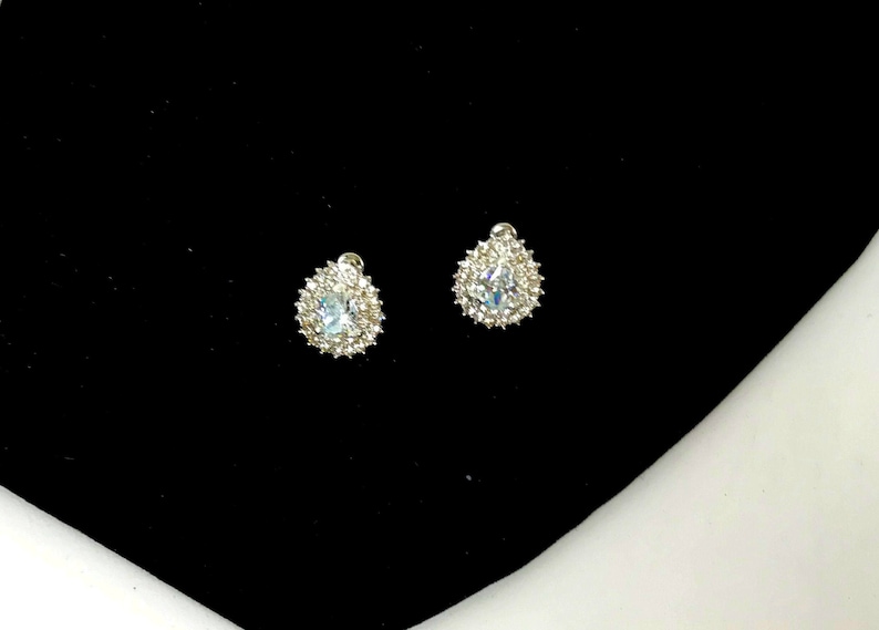 Silver Diamante Earrings With Rhinestones