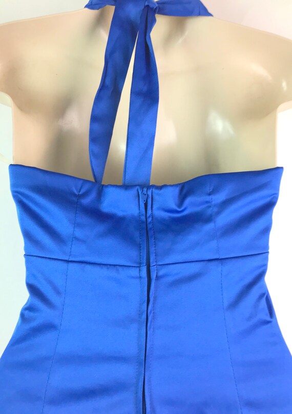 Vintage Royal Blue Halter Event Dress - image 6